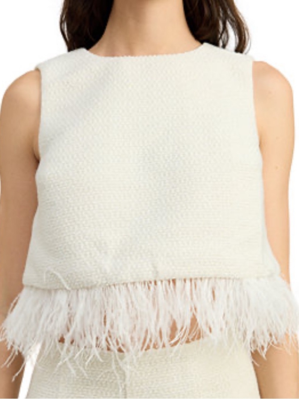 En Saison Arden Sleeveless Feather-Trim Top